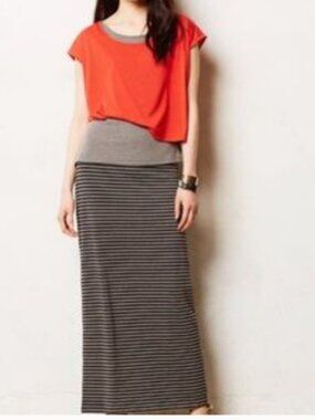 Anthropologie by Stacy Chang Askew T-Shirt Layered Maxi Dress Sz XS